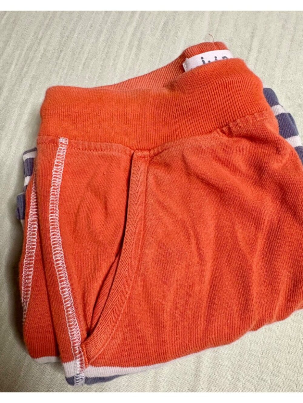 Mini Boden Boys Striped Shorts (Baggies) Orange & Grey Size 7Y Casual Elastic Wa - Picture 8 of 8